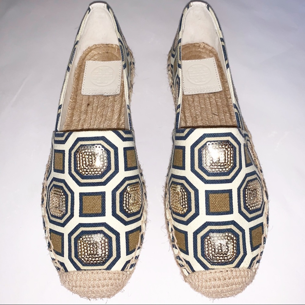 TORY BURCH CANVAS PRINTED ESPADRILLES NWOT